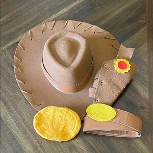 Kids Woody Dress-Up Hat & Accessory Set - Brown and Yellow